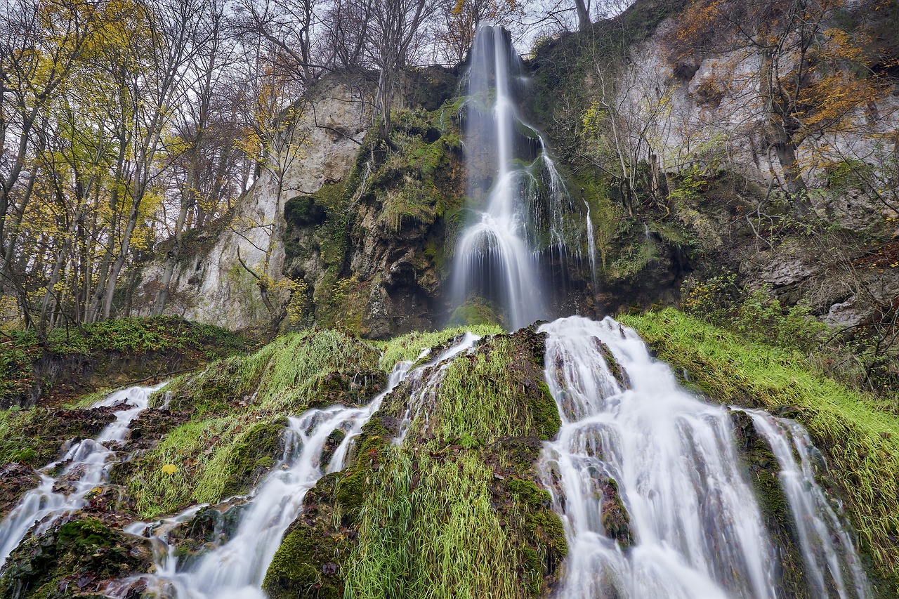 Image - waterfall autumn nature stones