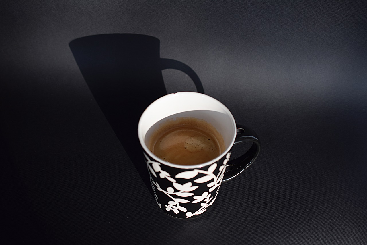 Image - coffee cup morning shadow black