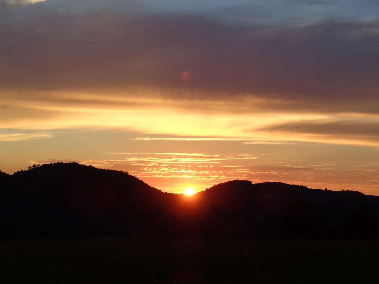 Image - sunset orange red evening clouds