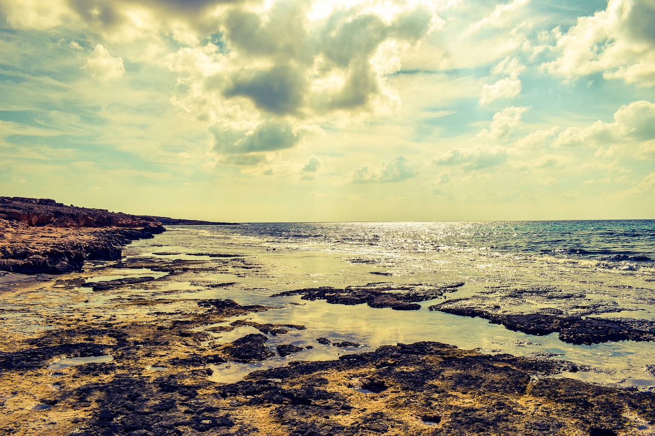 Image - rocky coast sea horizon sky clouds