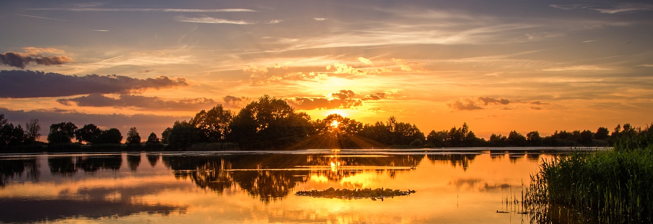 Image - sunset lake sky abendstimmung