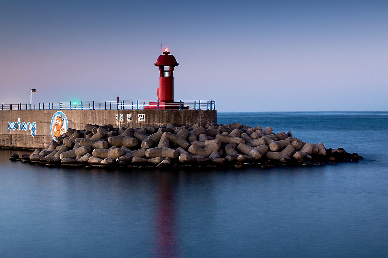 Image - lighthouse sea beach nature night