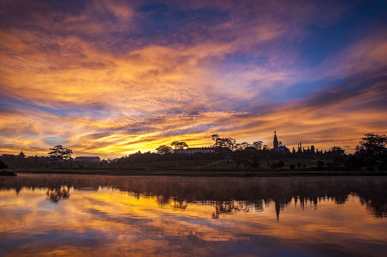 Image - clouds scenery lake dawn natural