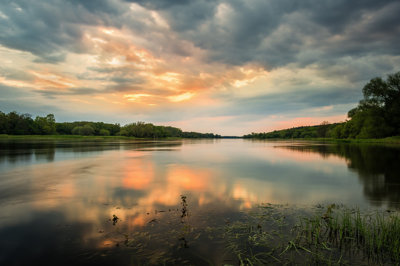 Image - elbe river sunset long exposure