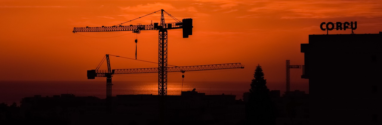 Image - cranes sunset construction