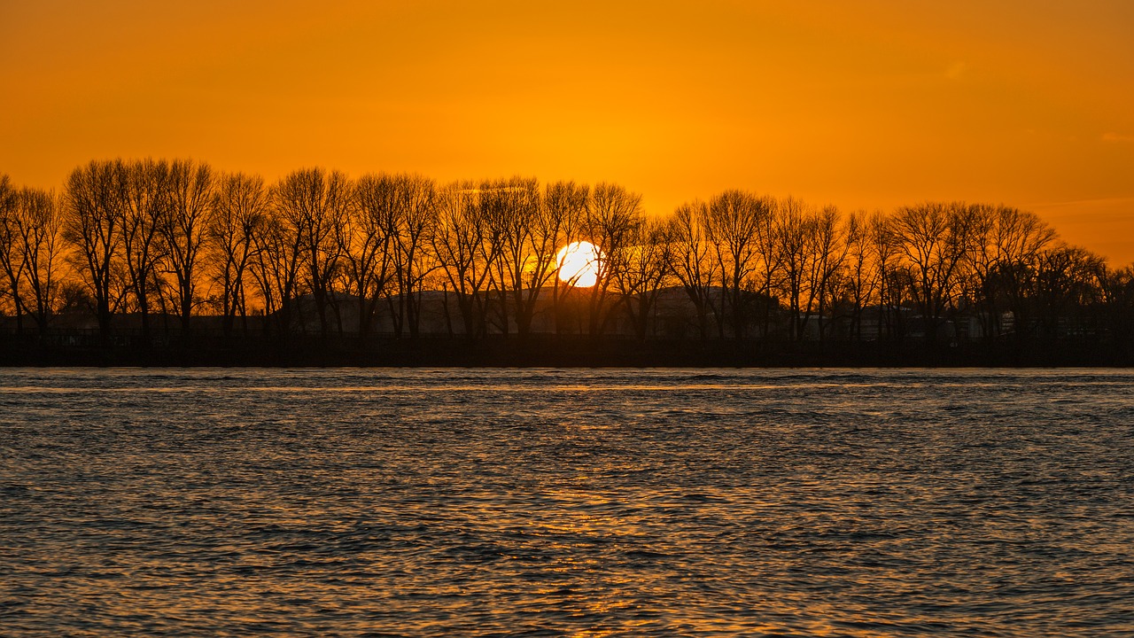 Image - sunset elbe hamburg landscape