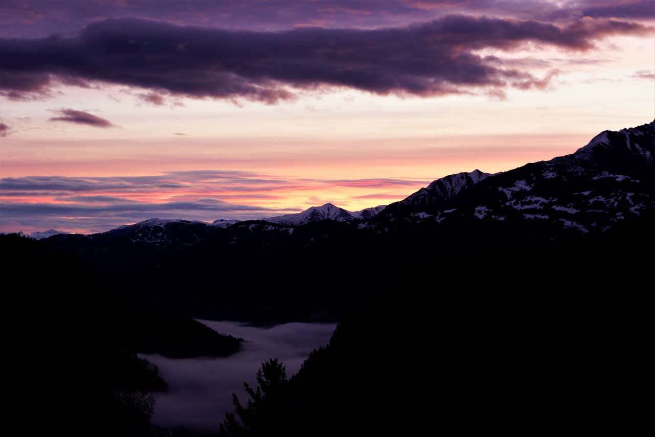 Image - sunrise mountains fog alpine