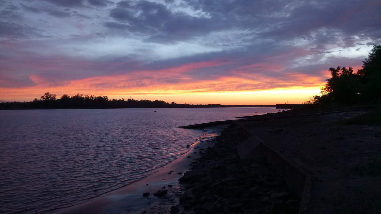 Image - lake sunset landscape nature sky