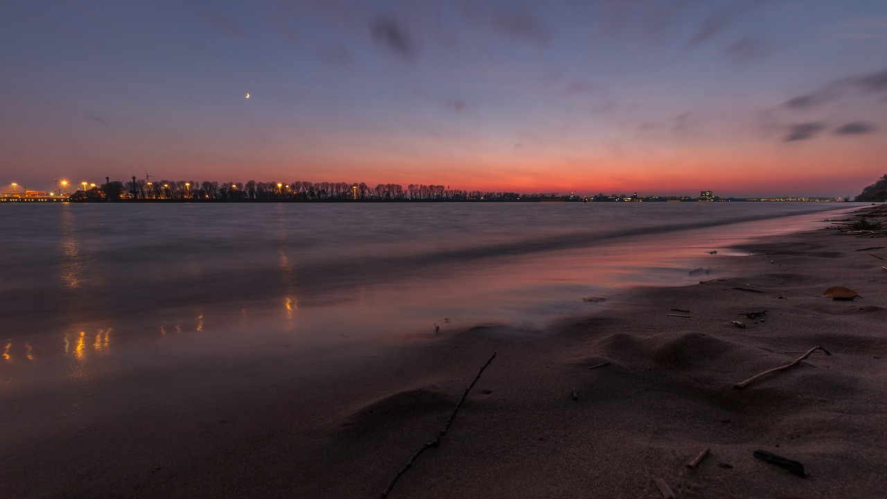 Image - elbe water beach sunset river