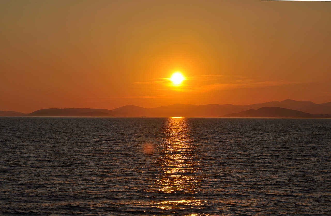 Image - sunset sea croatia colors orange