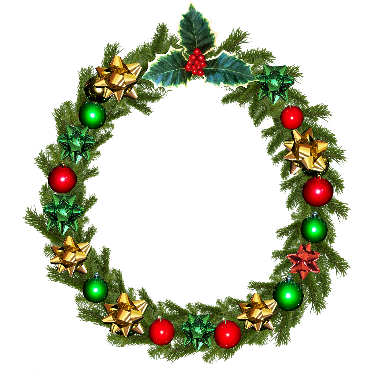 Image - christmas wreath holly decoration