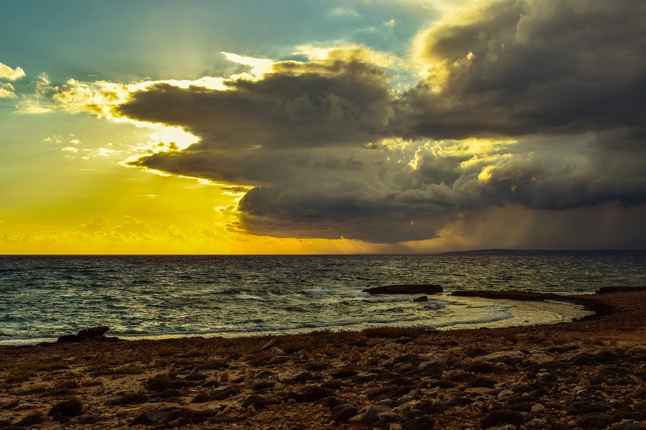 Image - rocky coast sky clouds sea nature