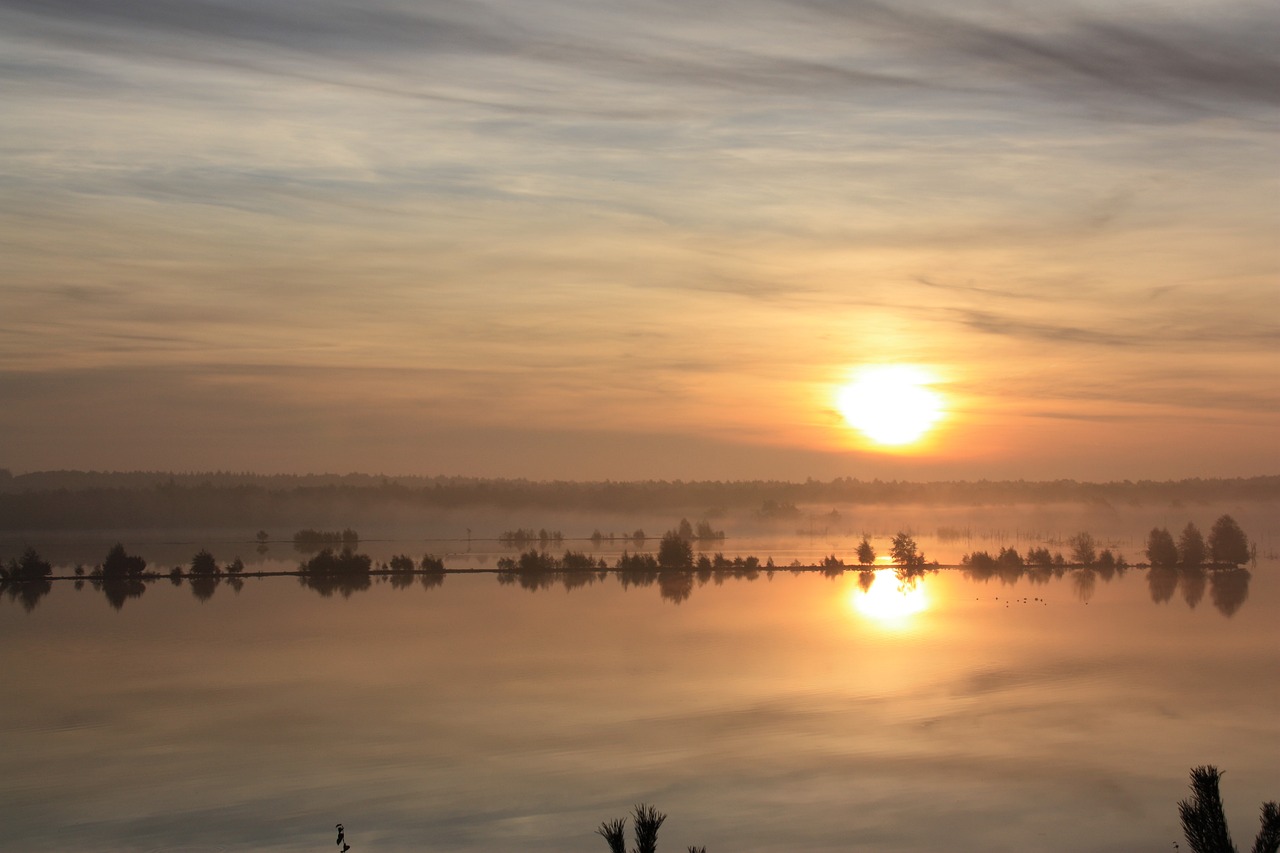 Image - sunset moor water water reflection