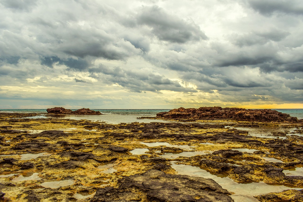 Image - rocky coast sky clouds sea nature