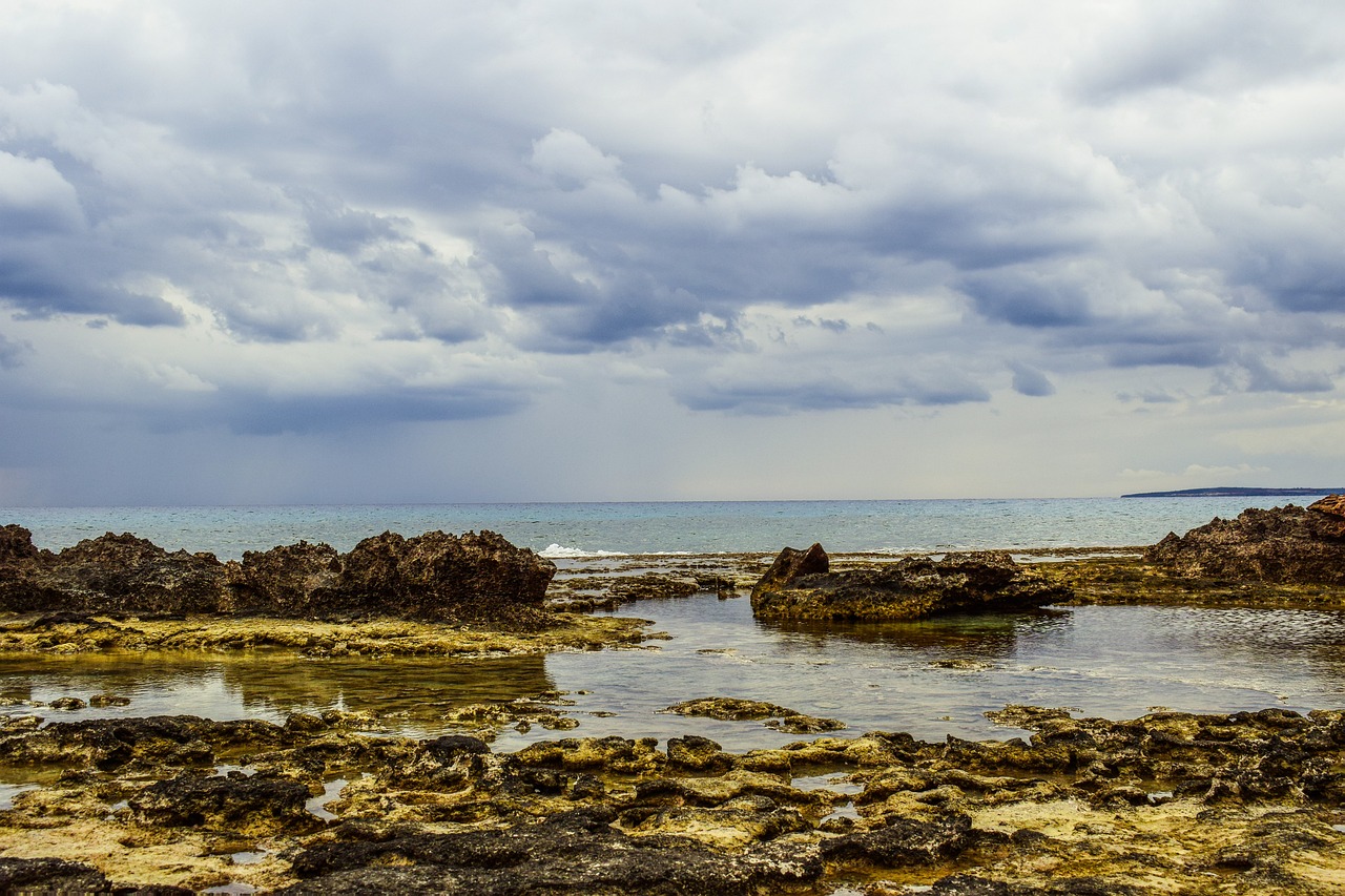 Image - rocky coast sky clouds sea nature