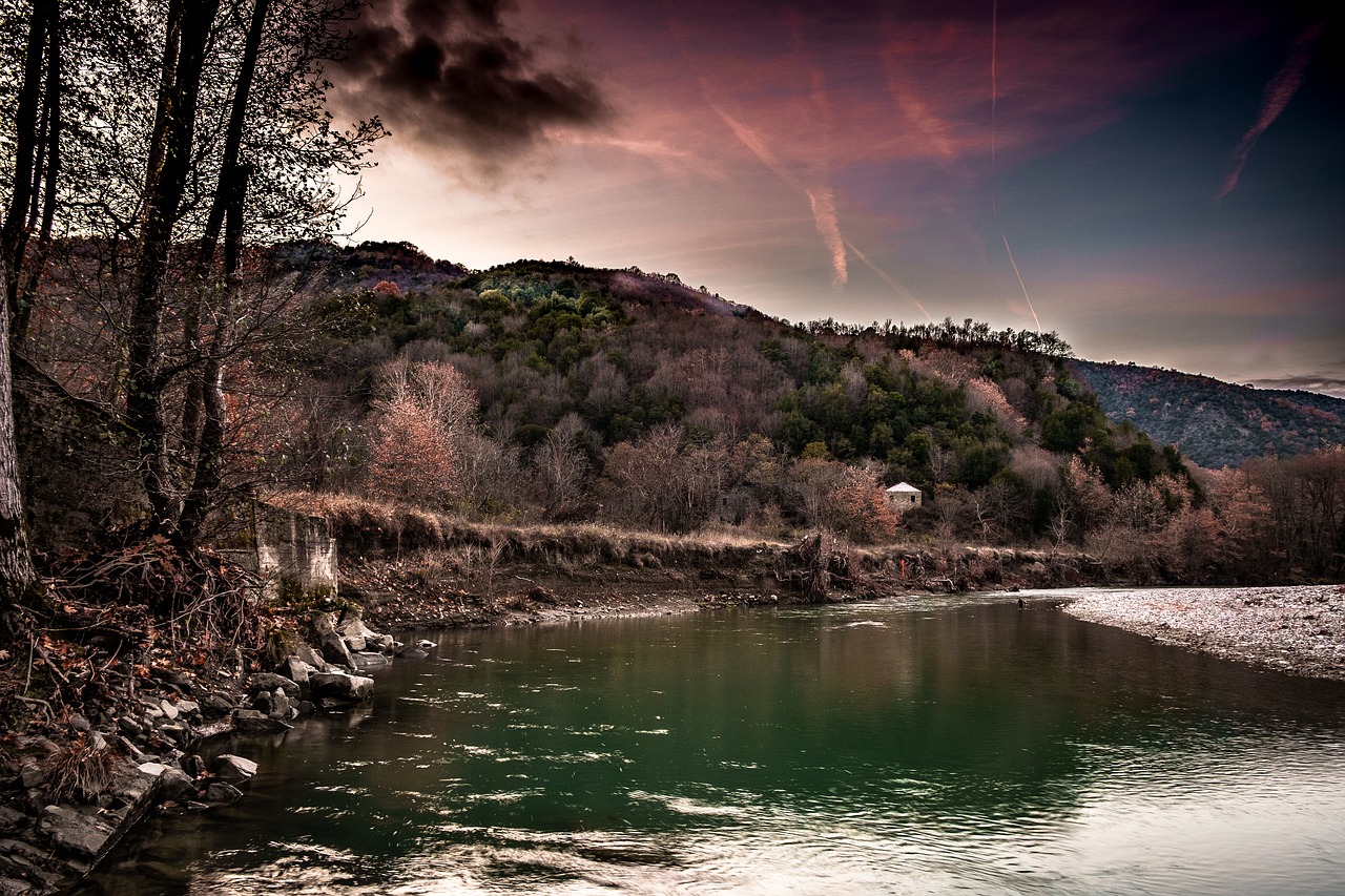 Image - river farmhouse nature water