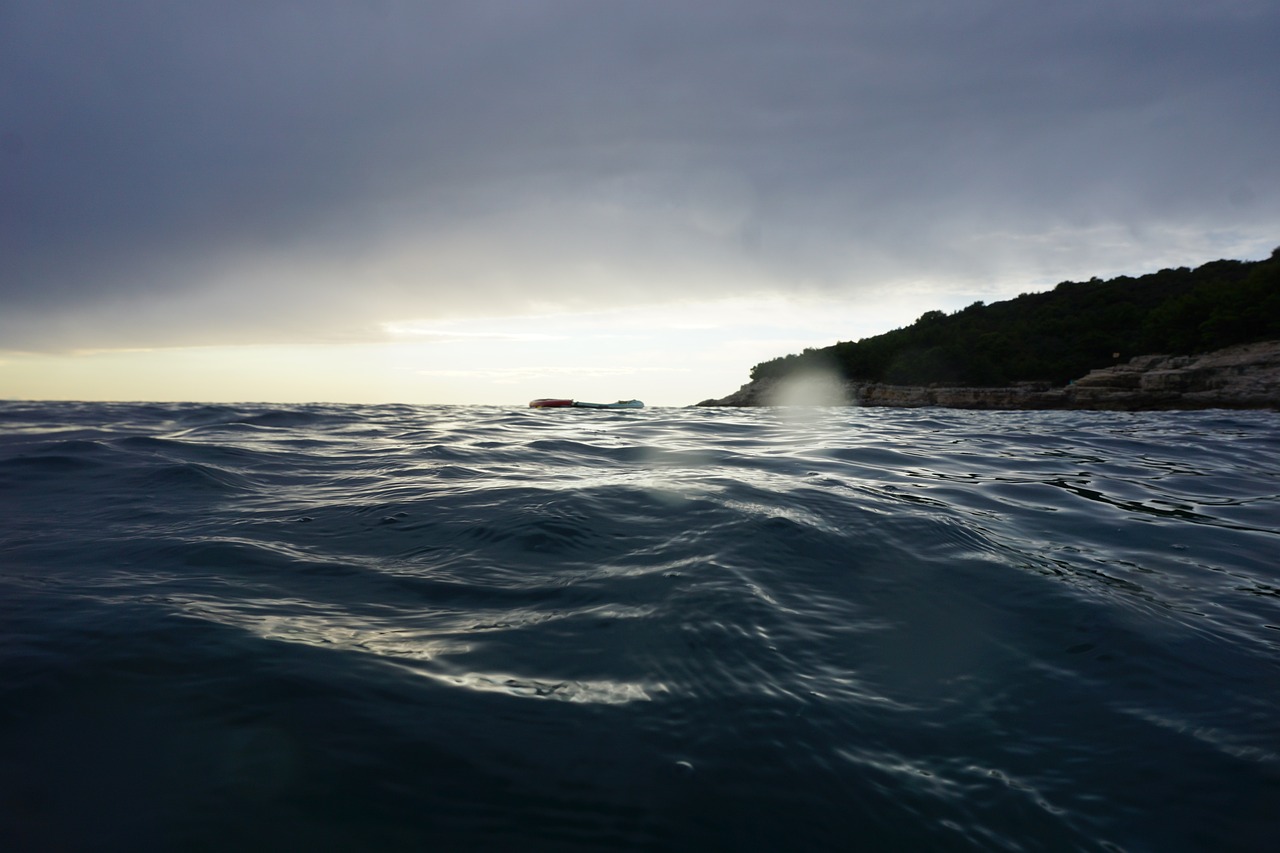 Image - water sunset wave clouds view wet