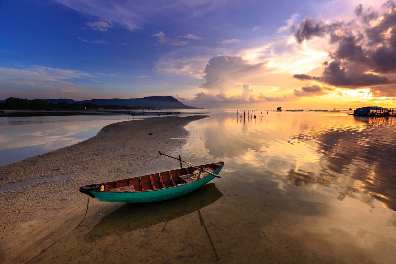 Image - sunset the boat the fishermen sky