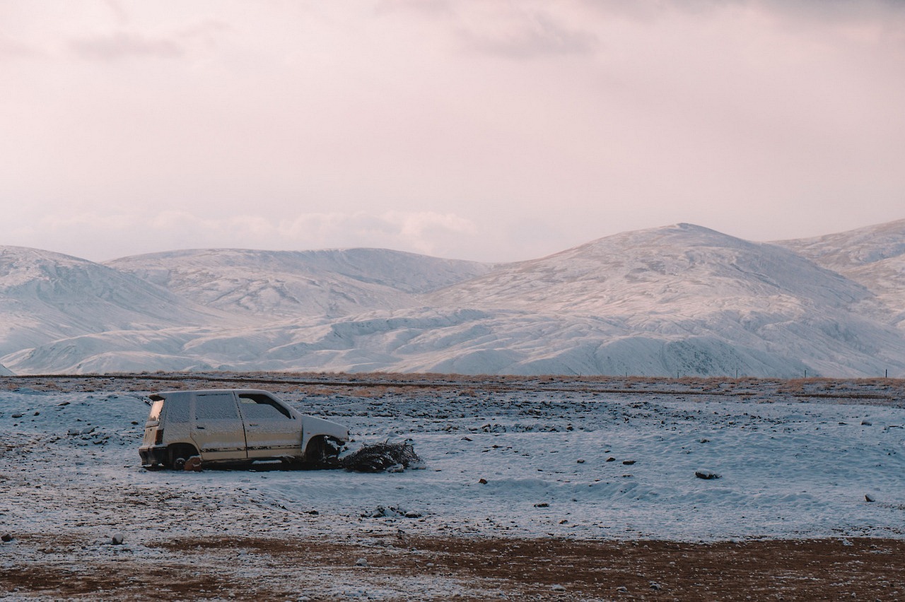 Image - car abandoned desert snow landscape
