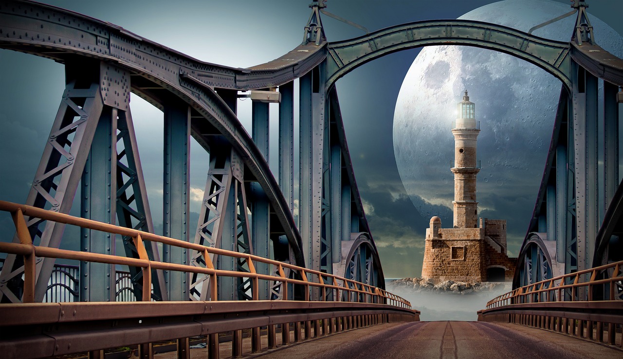 Image - bridge moon lighthouse planet