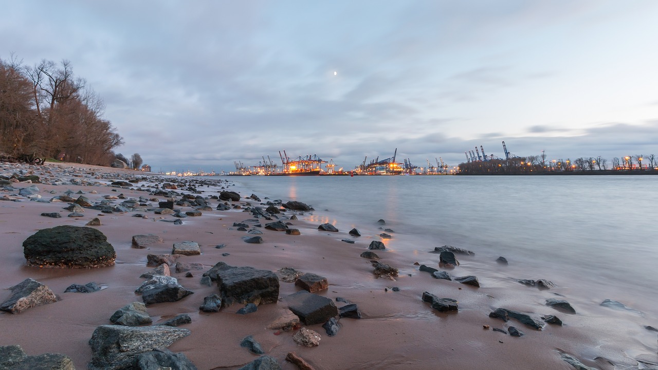 Image - elbe hamburg port water elbe beach