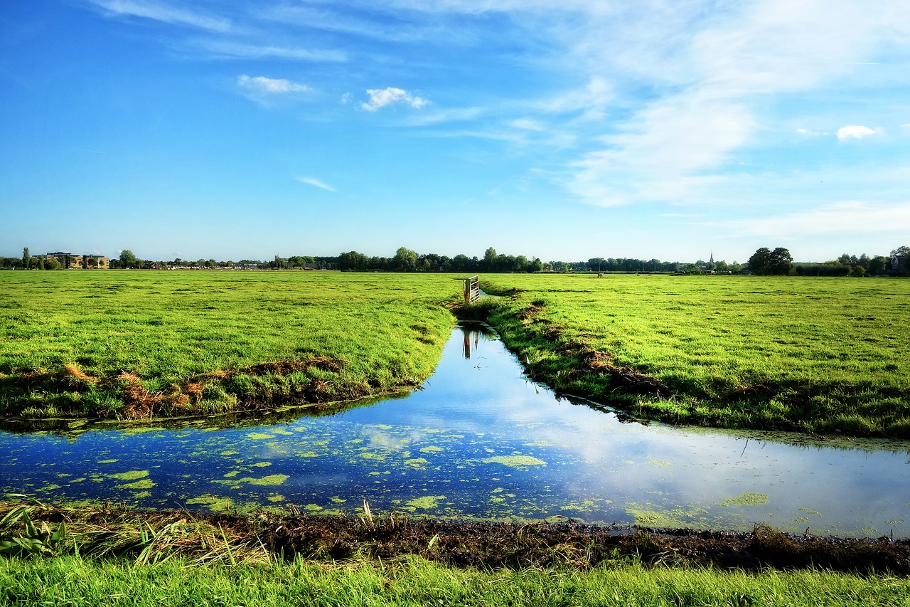 Image - waterway grassy banks meadows rural