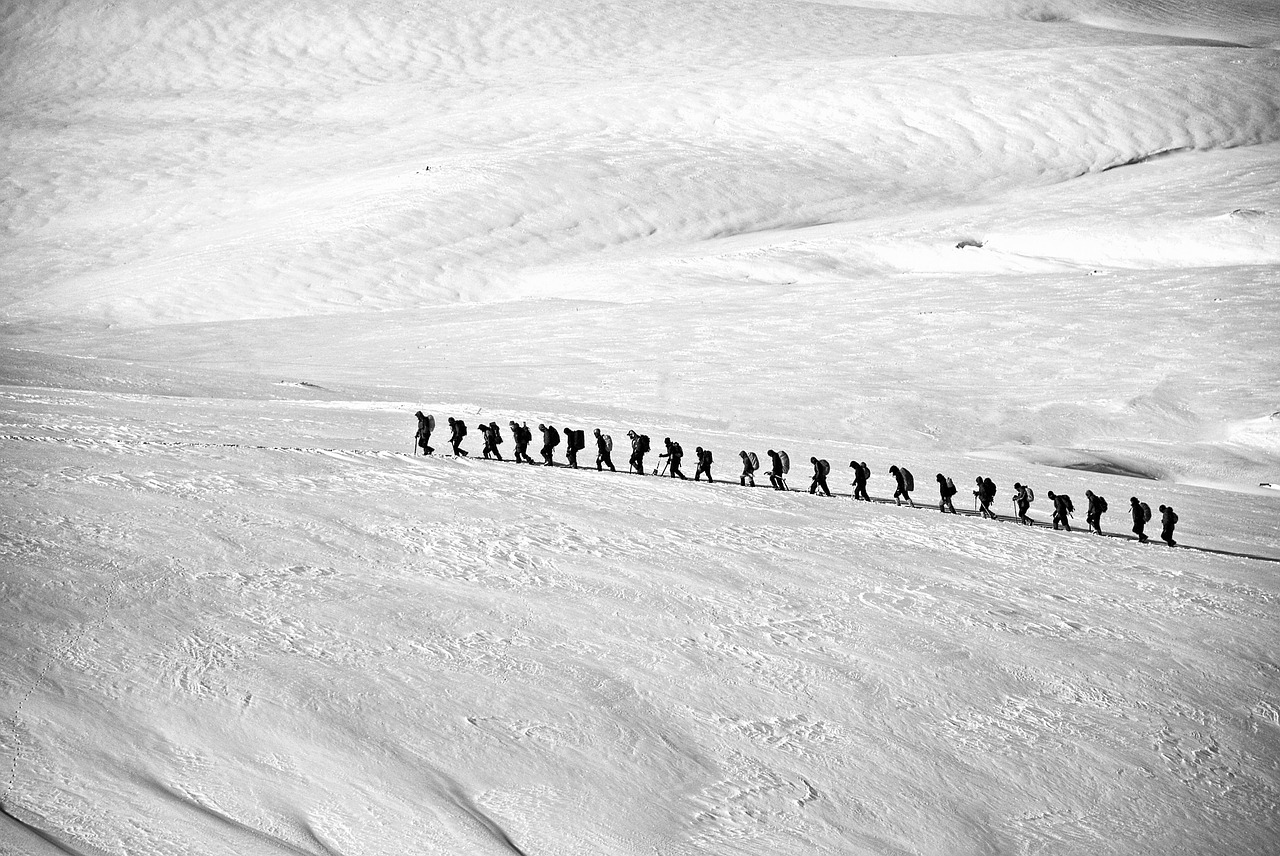 Image - trekking hiking group alpine line