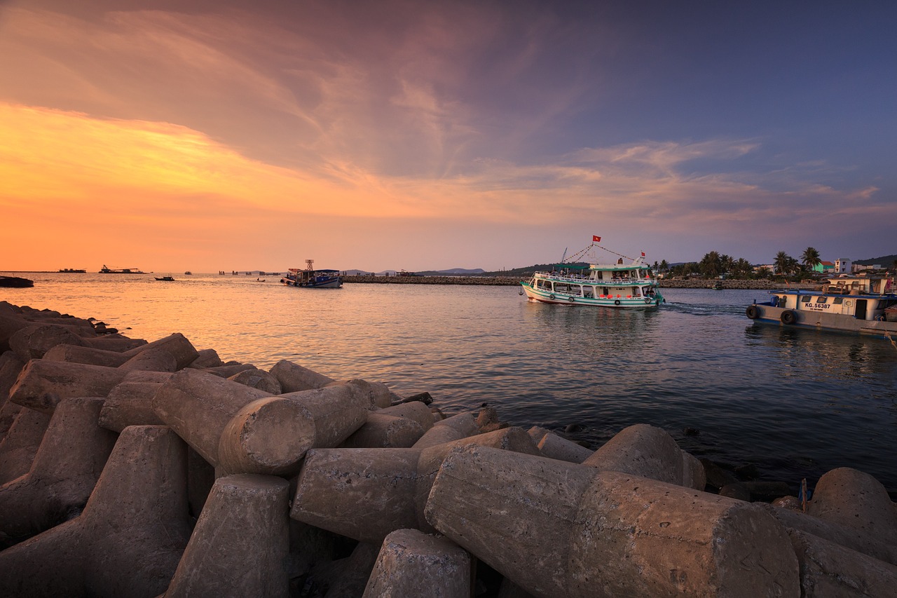 Image - sunset dawn pier breakwater knife