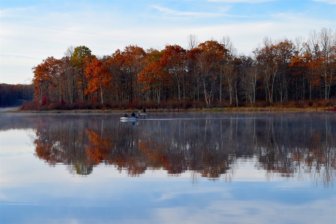 Image - lake morning fall foliage