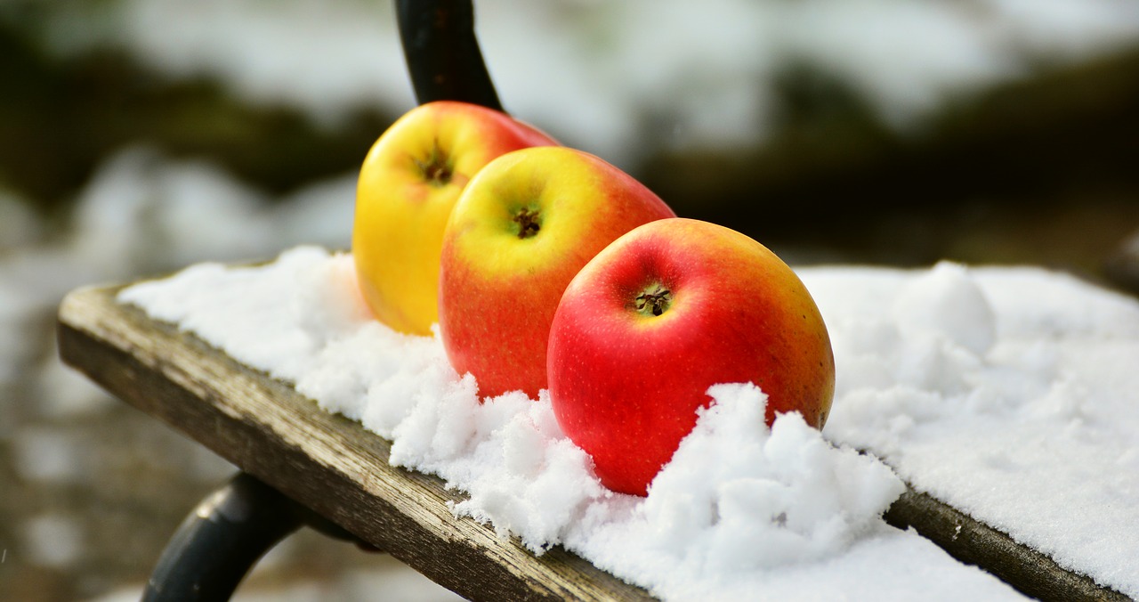 Image - apple snow winter fruit healthy