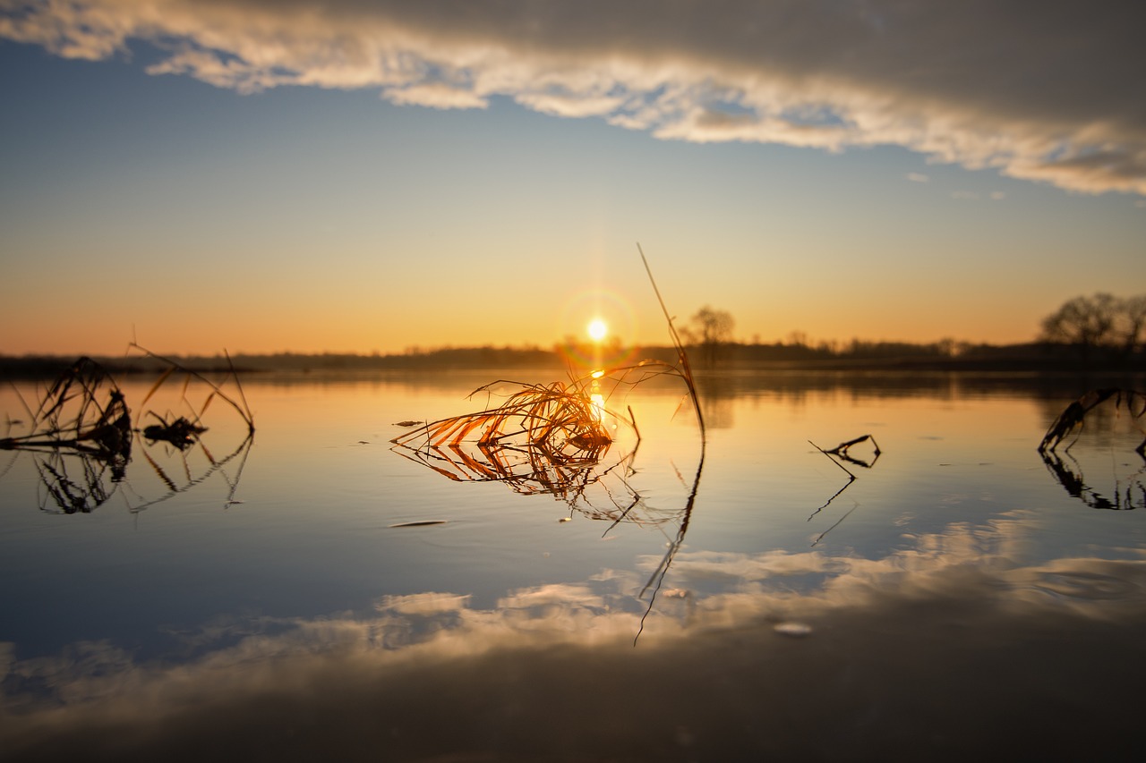 Image - sunrise river mood landscape sun