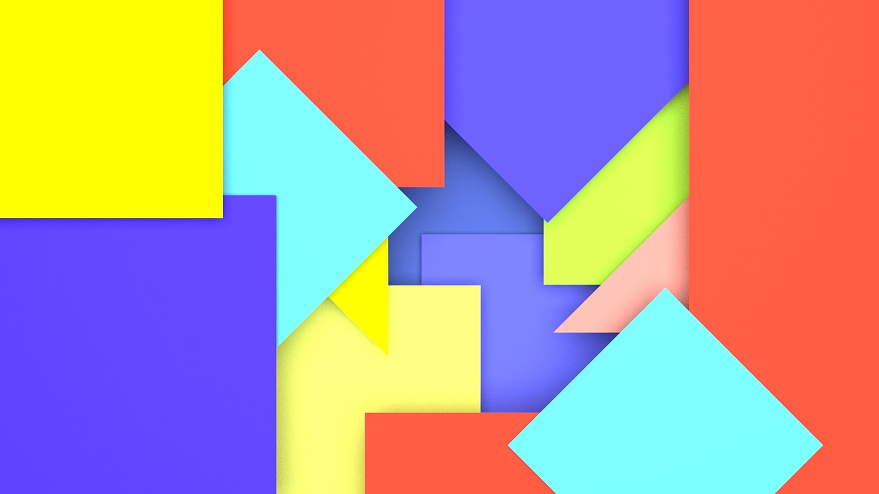 Image - wallpaper square triangle colourful