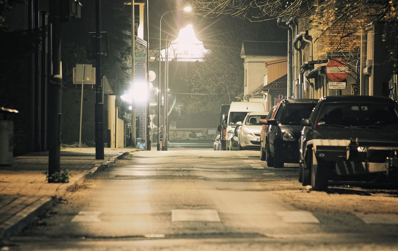 Image - night street light flash way