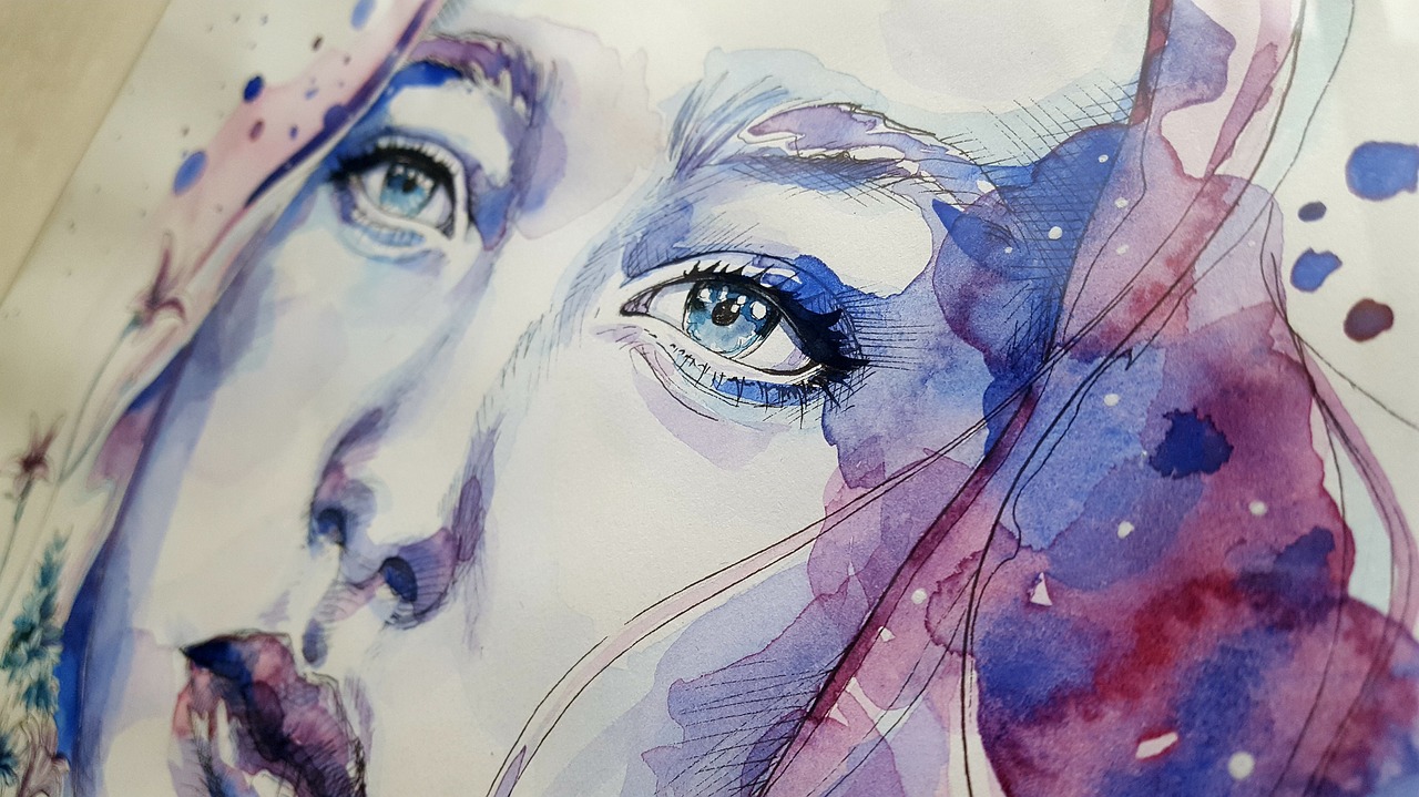 Image - art painting watercolor face woman