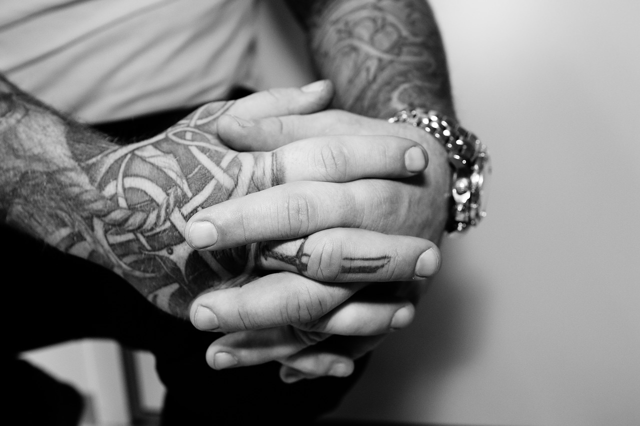 Image - hands male tattoo black and white