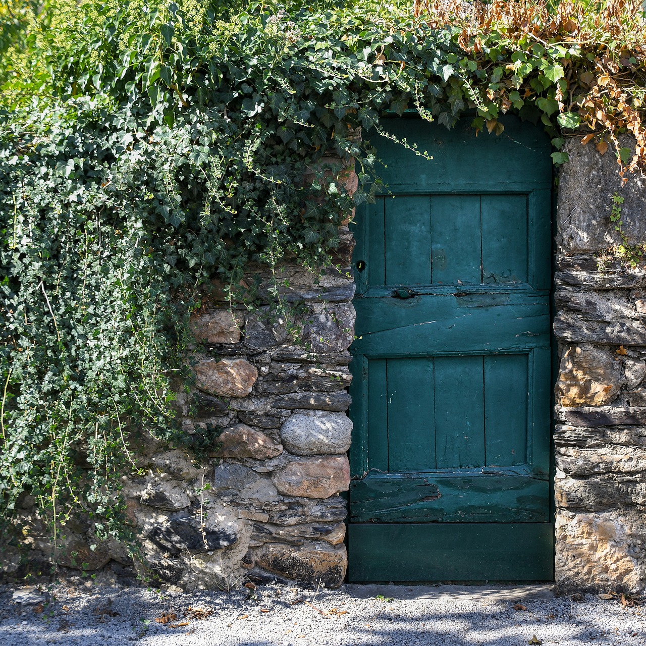 Image - door old green wood pierre former