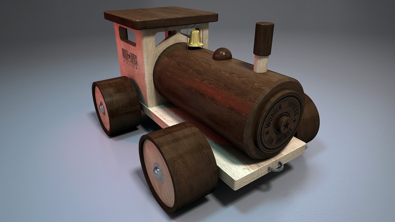 Image - wood train toy brown 3d