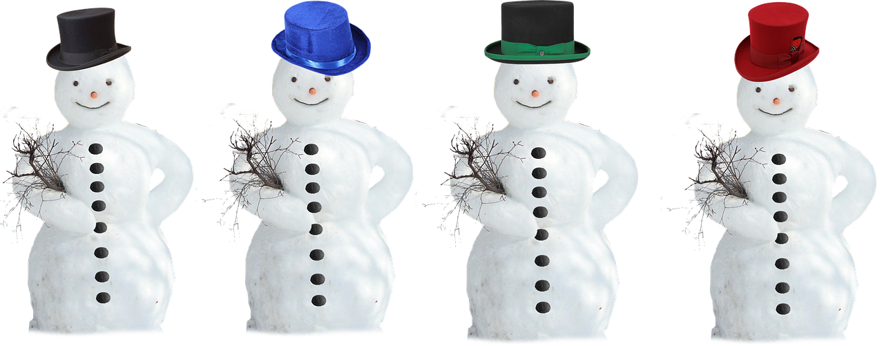 Image - snow man top hat isolated winter