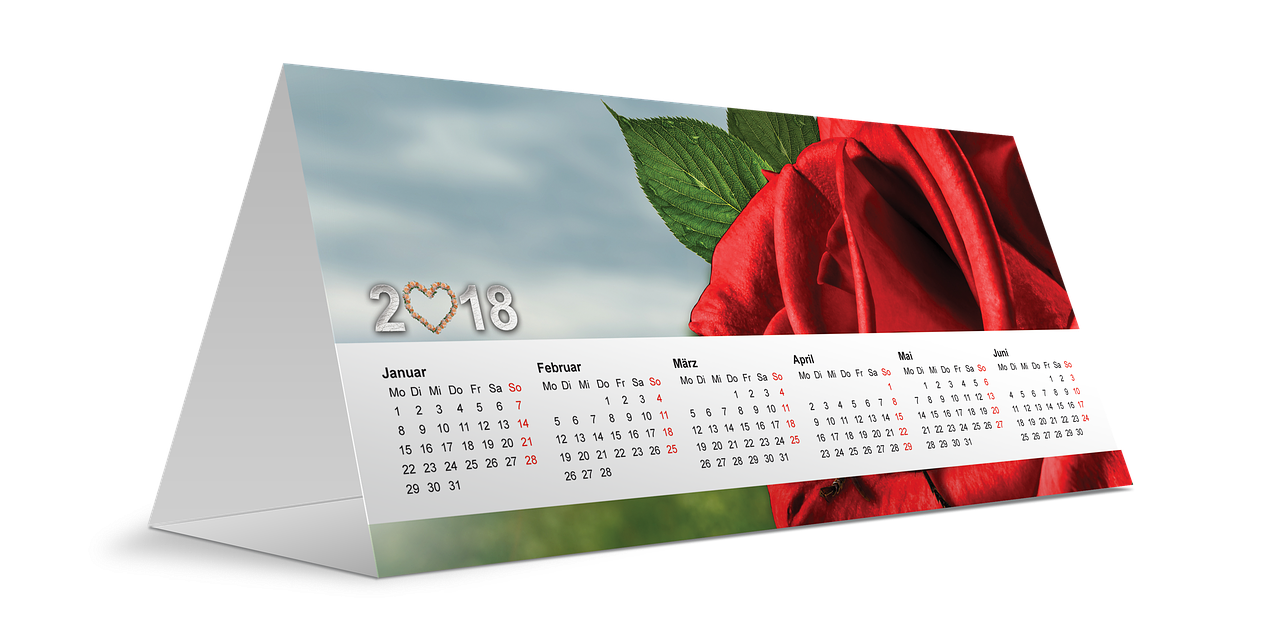 Image - calendar 2018 new year rose heart