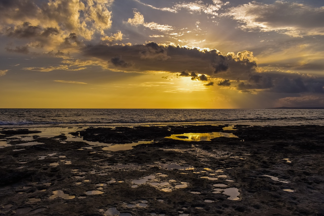 Image - sunset sea dusk sky clouds