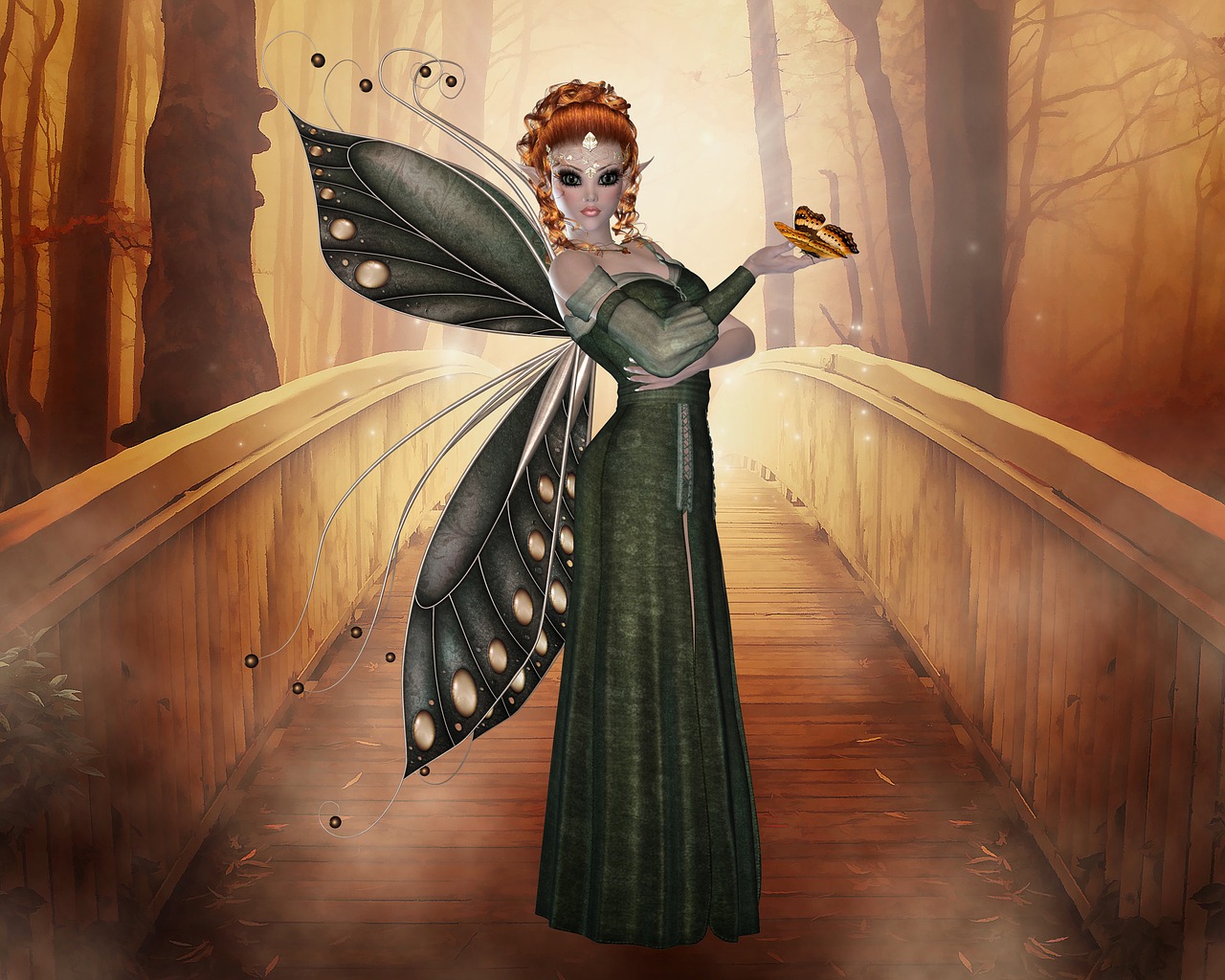 Image - people fairy bridge nature elf