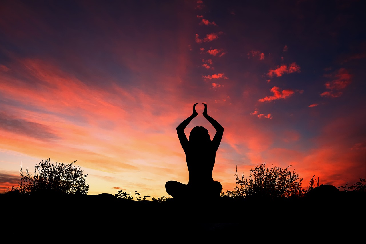 Image - sunset yoga silhouette evening