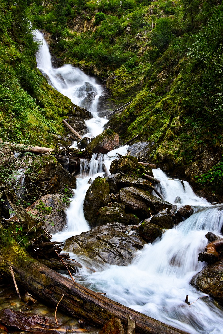 Image - waterfall waters nature river wood