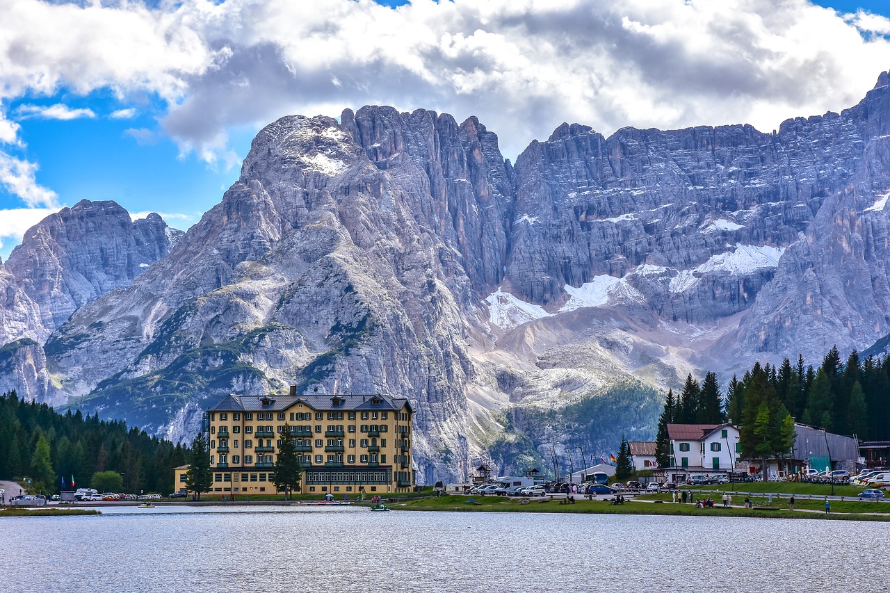 Image - mountain snow lake nature waters