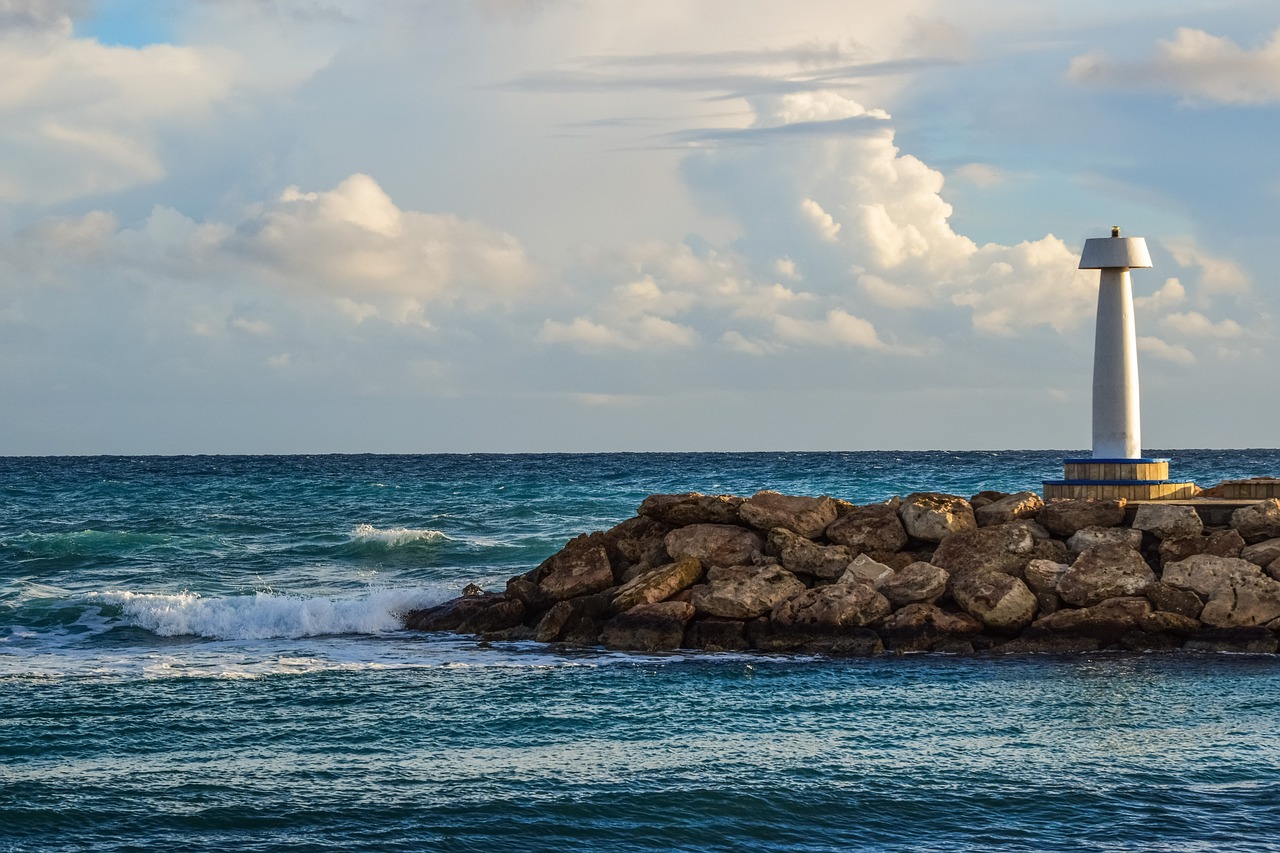 Image - sea breakwater lighthouse beacon