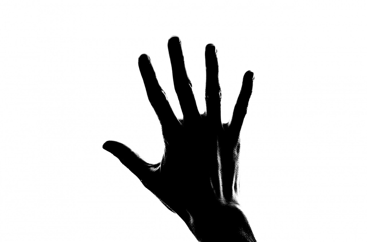 Image - silhouette people hand palm open