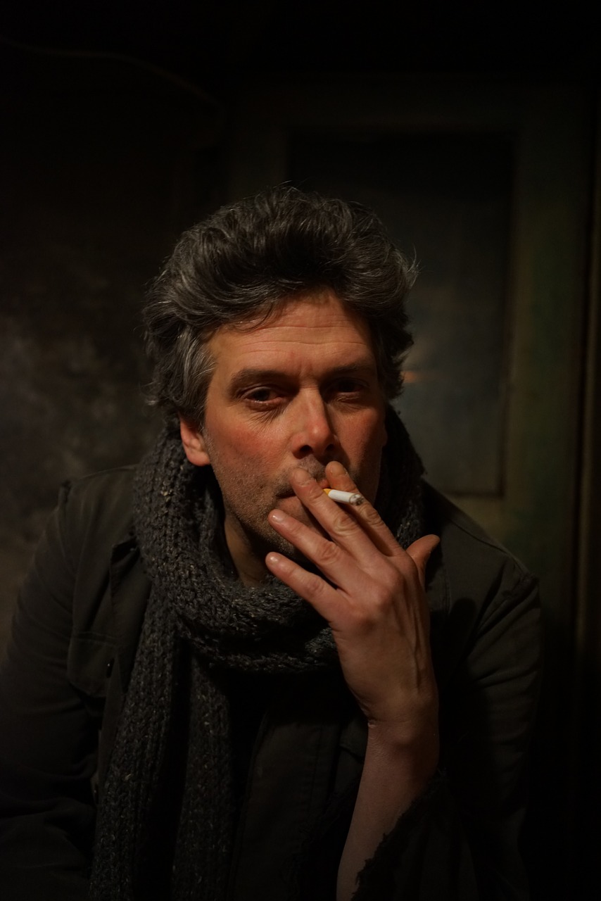 Image - portrait male smoking cigarette