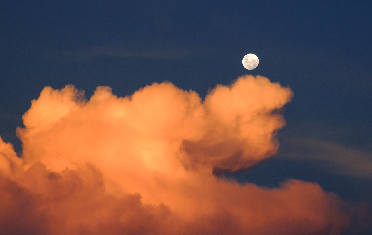 Image - clouds moon sky day