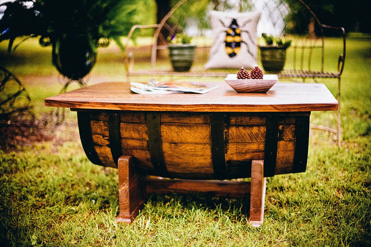 Image - table rustic wooden wood garden