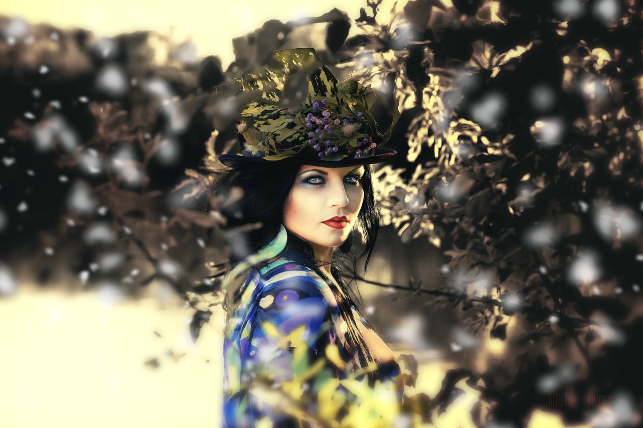 Image - beauty woman flowered hat cap